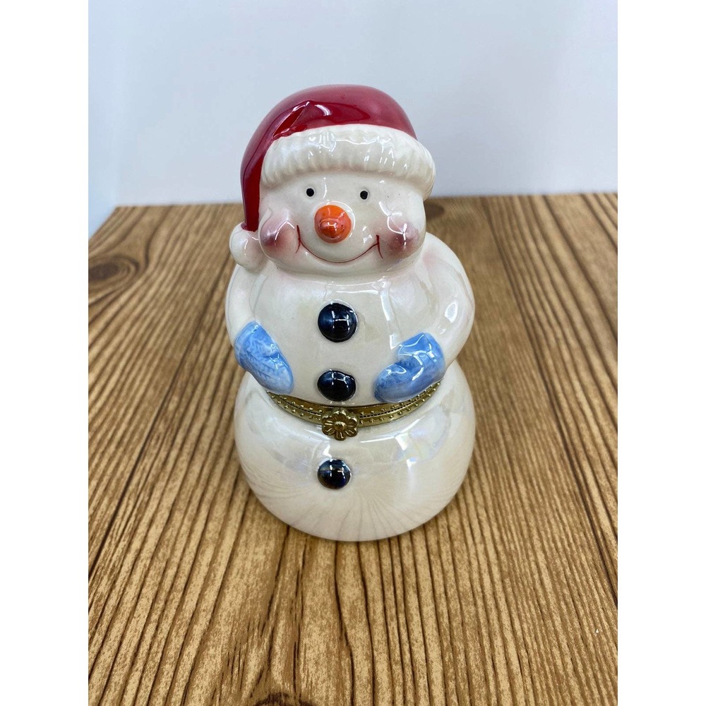 Mr. Christmas Ceramic Snowman Animated Skating Rink Music Box Deck The Halls
